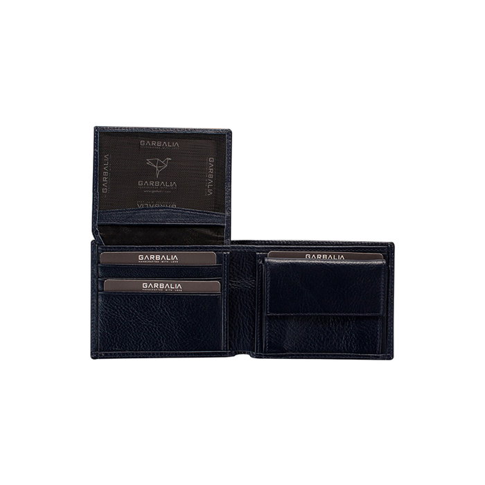 Zoozie Bags Cartera para Hombre de Piel Auténtica, Azul Oscuro, 11.5x2x8.5 cm
